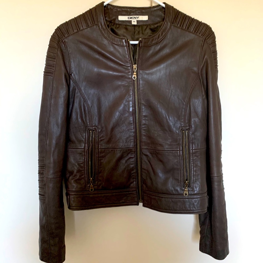 DKNY Genuine Leather Motorcycle Jacket